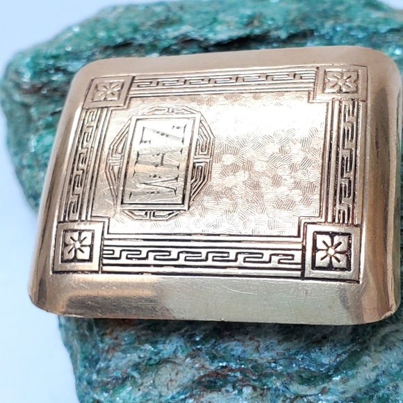 12k Yellow Gold Belt Buckle 16 grams Greco-Roman Design Medium Father Day - Picture 8 of 15